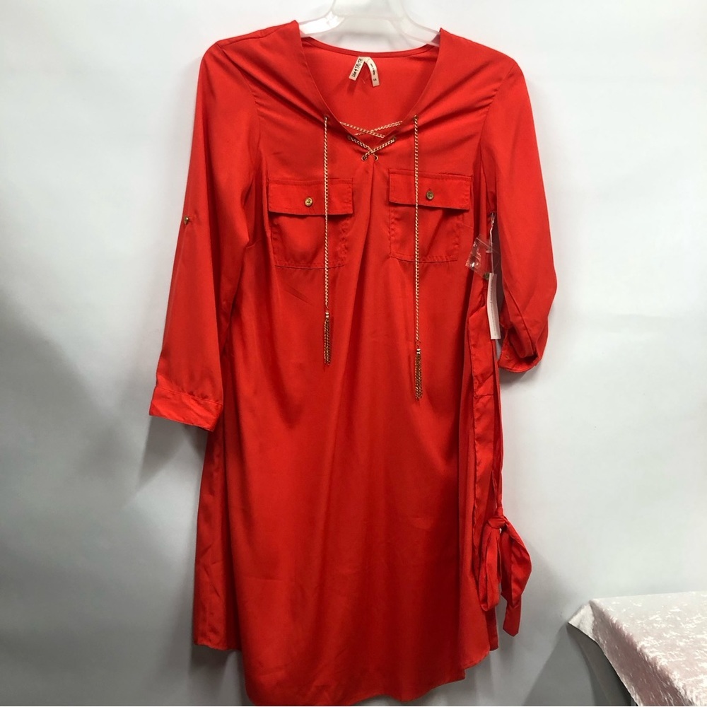Live 4 truth orange and gold chiffon dress w/belt 1x